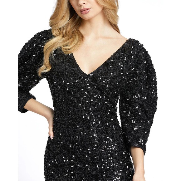 IEENA for MAC DUGGAL 26449 NWT $358 Puffed Sleeve Sequin Mini Size 4 - Picture 3 of 9
